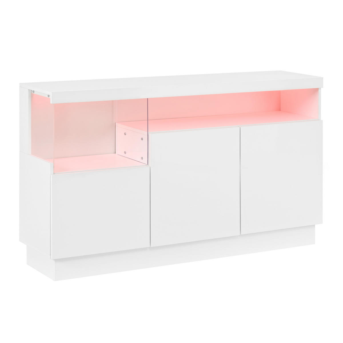SIDEBOARD LED APP Acrylfach Aufbewahrungsschrank Modern Weiß - Weiß, Holzwerkstoff (140/80/36cm) - FLIEKS