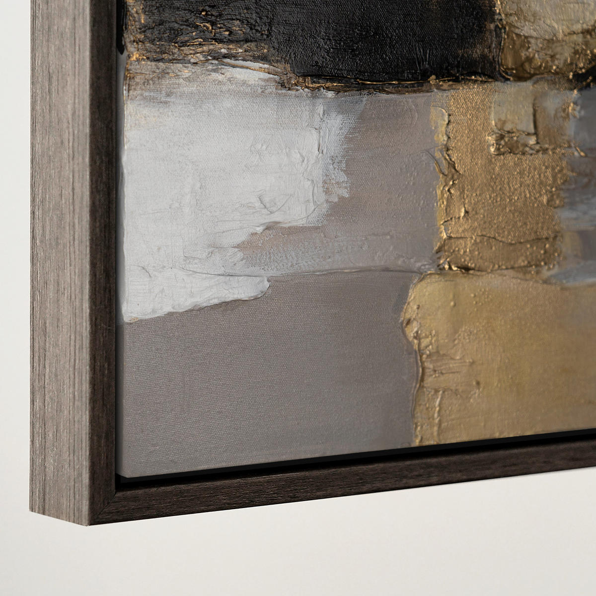 GEMÄLDE Goldene Fragmente II Schattenfugenrahmen Grau 120x80 cm - Grau, Holz (120/80cm) - YS-art gallery