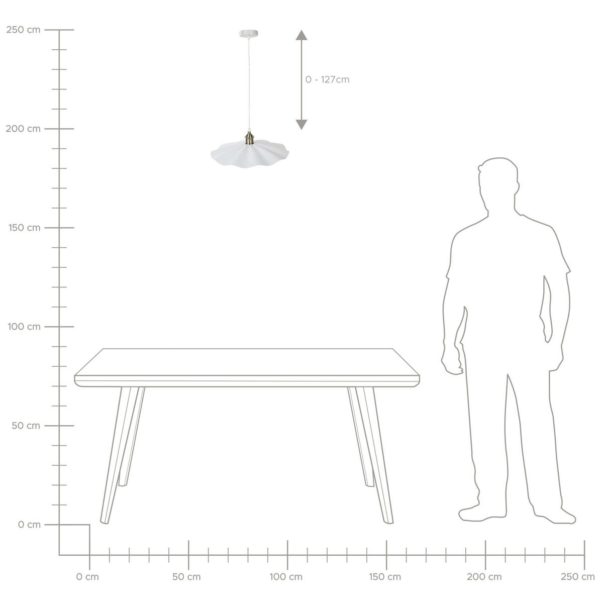 PENDELLEUCHTE Phils 40/40/127 cm - Weiß, Metall (40/40/127cm) - Beliani