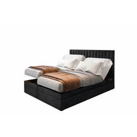BOXSPRINGBETT ADÈLE 140x200 cm - elektrische Bett mit Matratze + Tooper und Bettkasten - Schwarz - 140x200 cm - Schwarz, Textil (140/200cm) - Trada