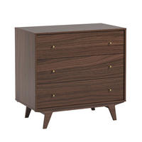 KOMMODE 3 Schubladen Mid - L90 cm - Nussbaumfarben, Holzwerkstoff (50/85/90cm) - Calicosy