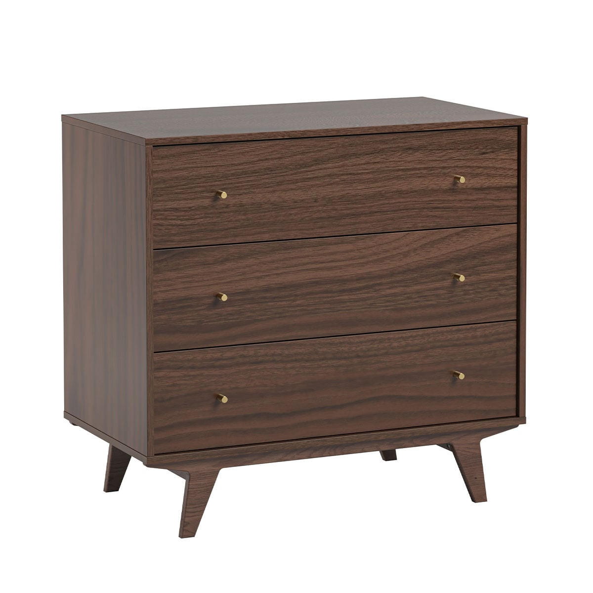 KOMMODE 3 Schubladen Mid - L90 cm - Nussbaumfarben, Holzwerkstoff (50/85/90cm) - Calicosy