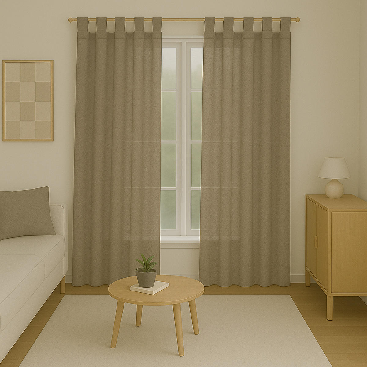 SCHLAUFENSCHAL blickdicht 140x245 cm Sandgrau 2er-Pack - Sandfarben, Textil (140/245cm)