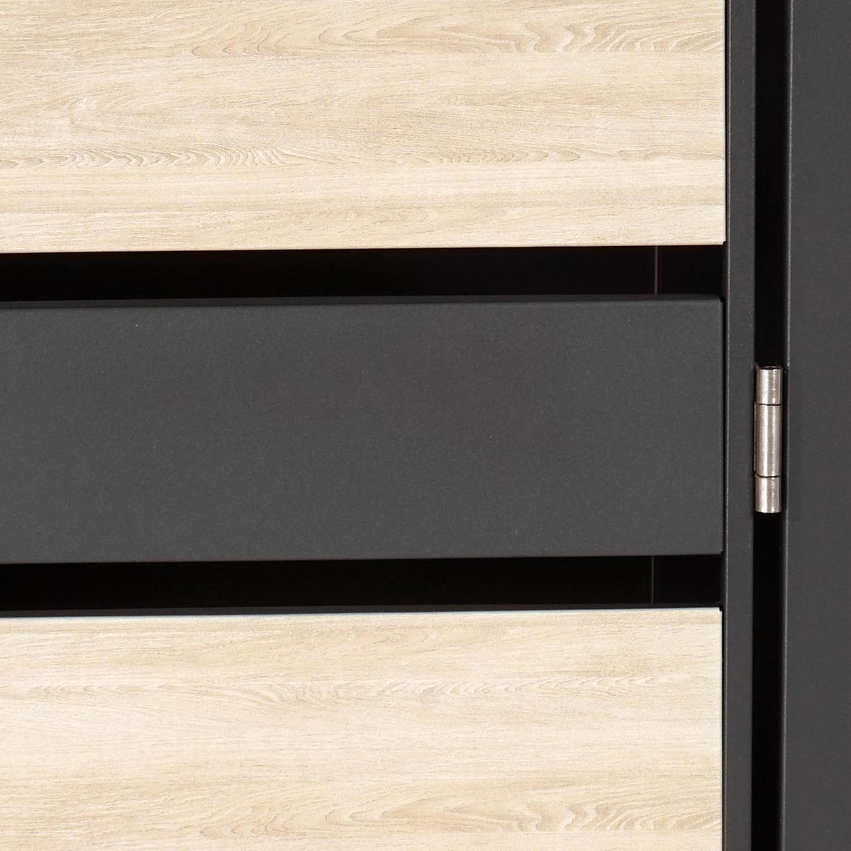 MÜLLTONNENBOX 3er/6er XL 117x215x98cm Metall 95kg Anthrazit Buche-Holzoptik Hellbraun - Hellbraun, Metall (215/117/98cm) - PROREGAL