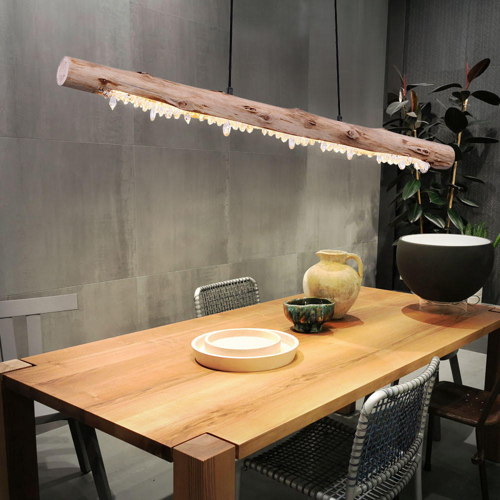 LED HÄNGELEUCHTE Metall Holzoptik Braun - Braun, Holz (100/8/150cm) - Globo Lighting