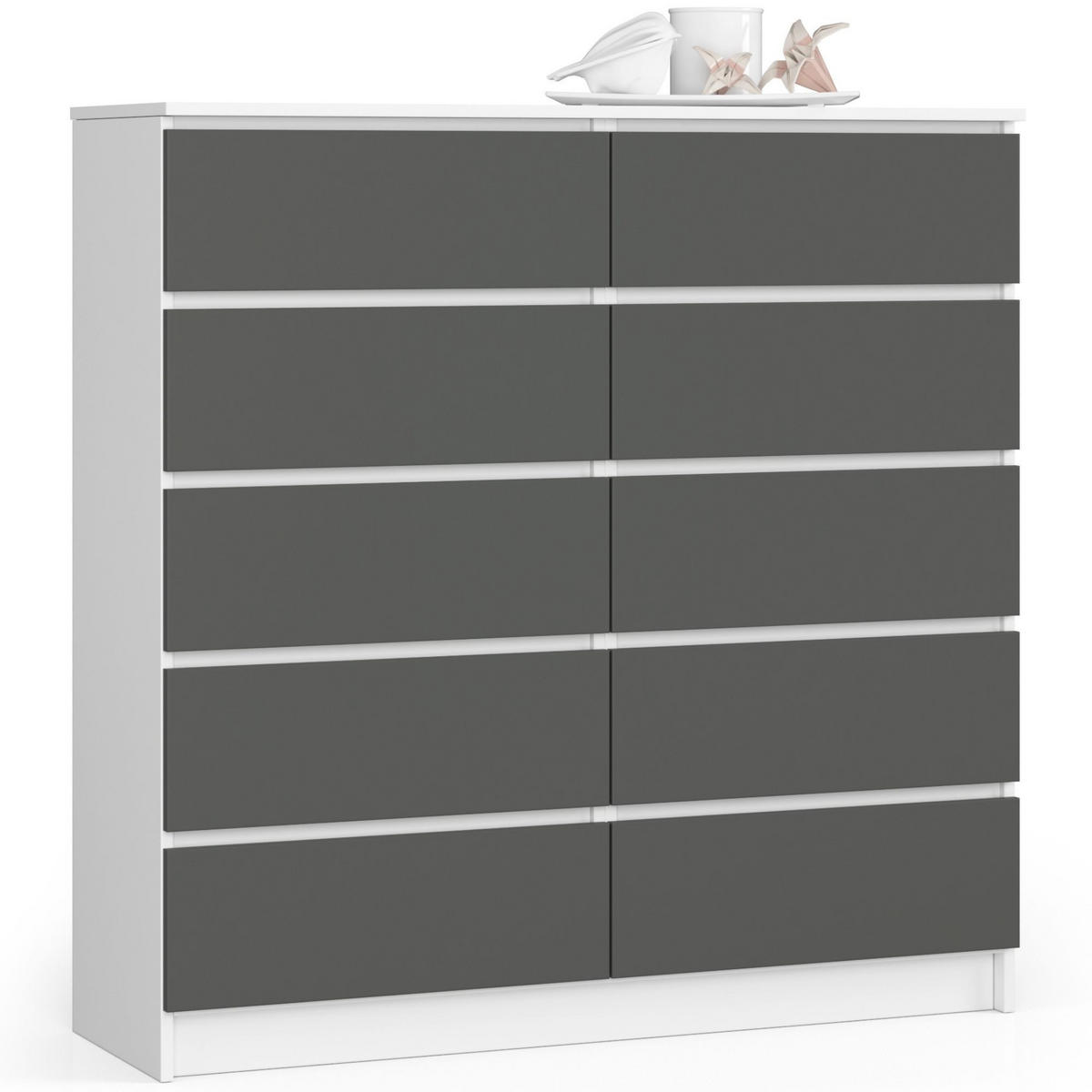 KOMMODE Weiß, Grau 120x40x121 cm - Weiß/Grau, Holzwerkstoff (120/121/40cm) - Akord