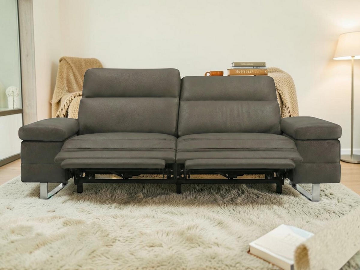 2-SITZER Sofa Virage Echtleder mit 2 x Relaxfunktion Greige - Greige, Leder/Metall (184/75/109cm)