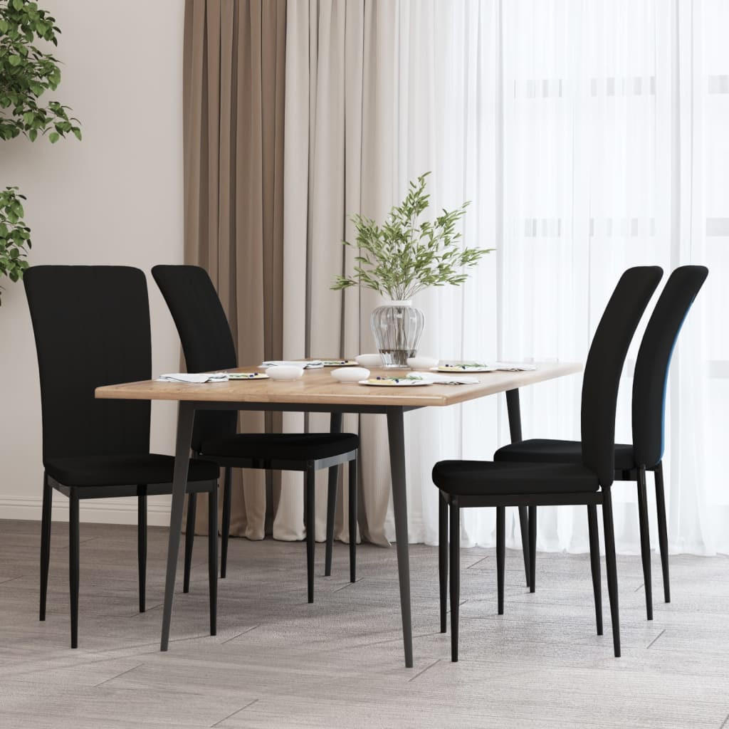 ESSZIMMERSTÜHLE 4 Stk. Schwarz Samt 42*58*85.5cm - Schwarz, Metall (42/85.5/58cm) - ZMH