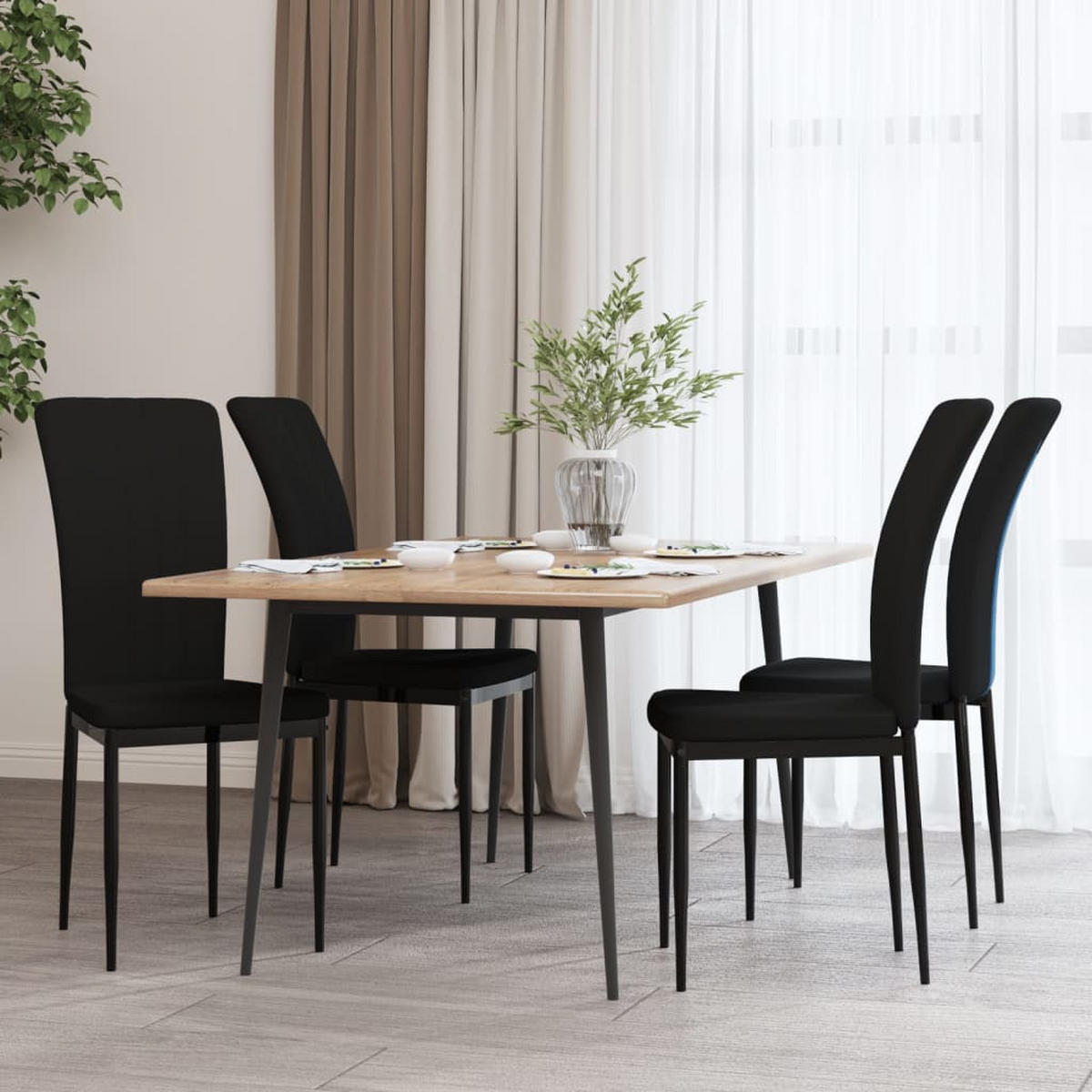 ESSZIMMERSTÜHLE 4 Stk. Schwarz Samt 42*58*85.5cm - Schwarz, Metall (42/85.5/58cm) - ZMH