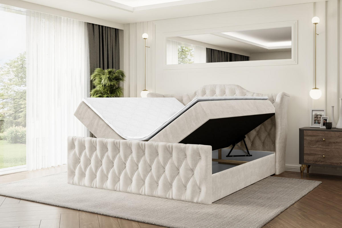 BOXBETT VILA-Z - 160x200 cm - H4 - Ecru - Ecru, Holzwerkstoff (160/200cm) - ALTDECOR