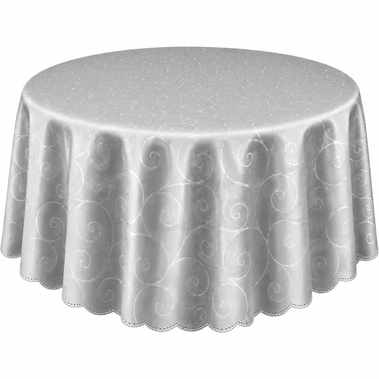 TISCHDECKE 160/220 cm oval Ornamente Silber - Silberfarben, Textil (160/220cm) - TiborTex