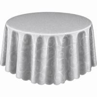 TISCHDECKE 135 cm rund Ornamente Silber - Silberfarben, Textil (135cm) - TiborTex