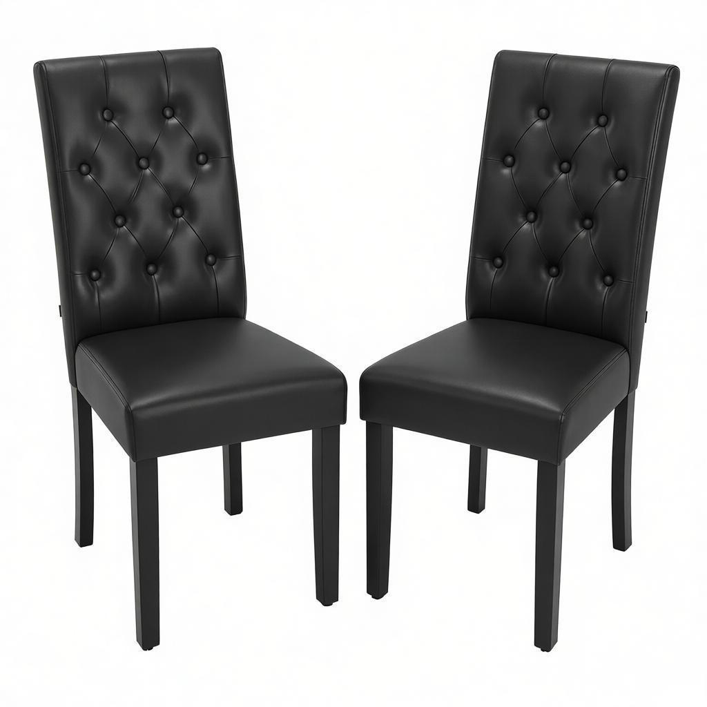 STUHL-SET DE-36178 2 Stück mit Holzbeinen Schwarz - Schwarz, Holz (49/99/42cm) - ComfortXL