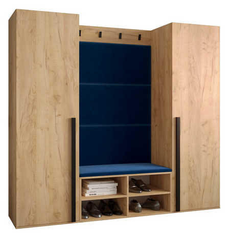 GARDEROBEN-SET 184/184/42 - Eichefarben/Schwarz, Holz/Kunststoff (184/184/42cm) - MÖBEL KRYSPOL