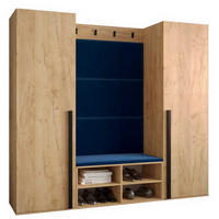 GARDEROBEN-SET 184/184/42 - Eichefarben/Schwarz, Holz/Kunststoff (184/184/42cm) - MÖBEL KRYSPOL