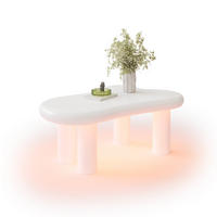 COUCHTISCH aus MDF 98x65,5x40 cm in Weiß mit LED-Beleuchtung & Schublade - Weiß, Holzwerkstoff (98/65.5/40cm) - Modfu