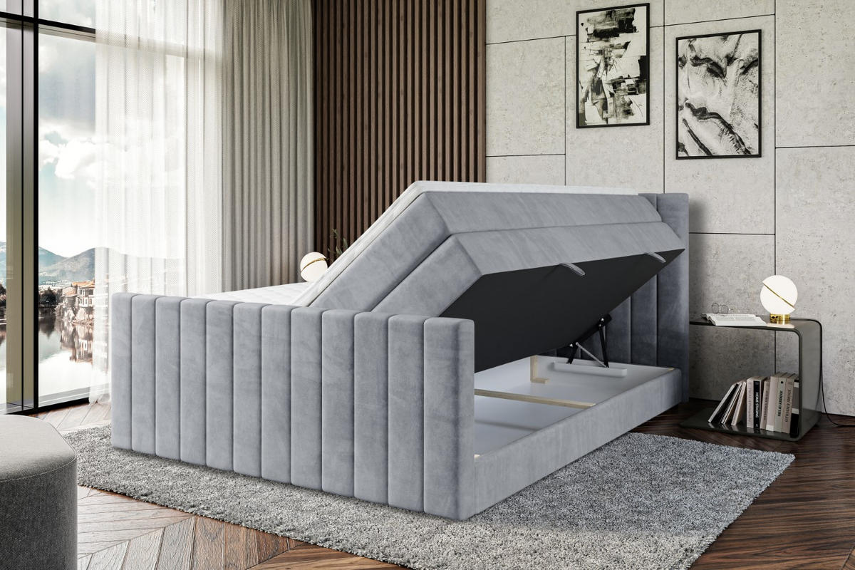 BOXSPRINGBETT EDITA-Z KING - 140x200 - H3/H4 - Grau - Grau, Holzwerkstoff (140/200cm) - ALTDECOR