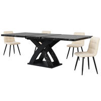ESSTISCH 120-160/80/75 cm ausziehbar mit X-Gestell und verstellbaren Füßen, Schwarz - Schwarz, Holzwerkstoff (120/80/75cm) - Redom
