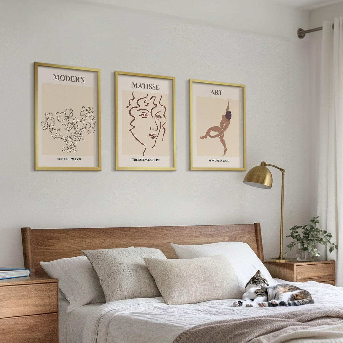 WANDBILDER 3er Set - 40x60 cm Goldrahmen - Stilvolle Grafiken, Blumen, Figuren - Goldfarben, Kunststoff (40/60cm) - ArtPrintCave
