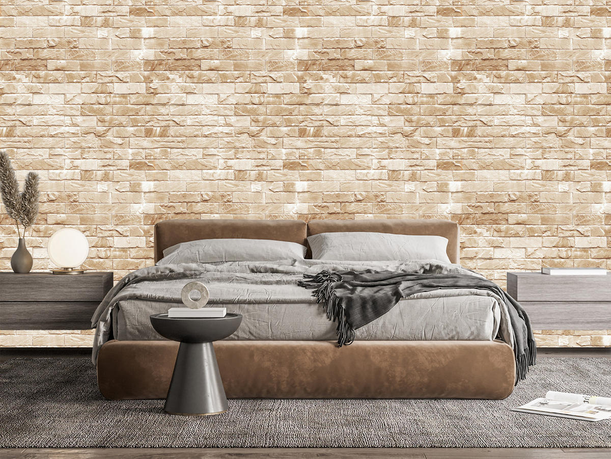 VLIESTAPETE Ziegelwand in 3D-Optik – Beige – 50x1000 cm - Beige, Papier (50/1000cm) - Muralo