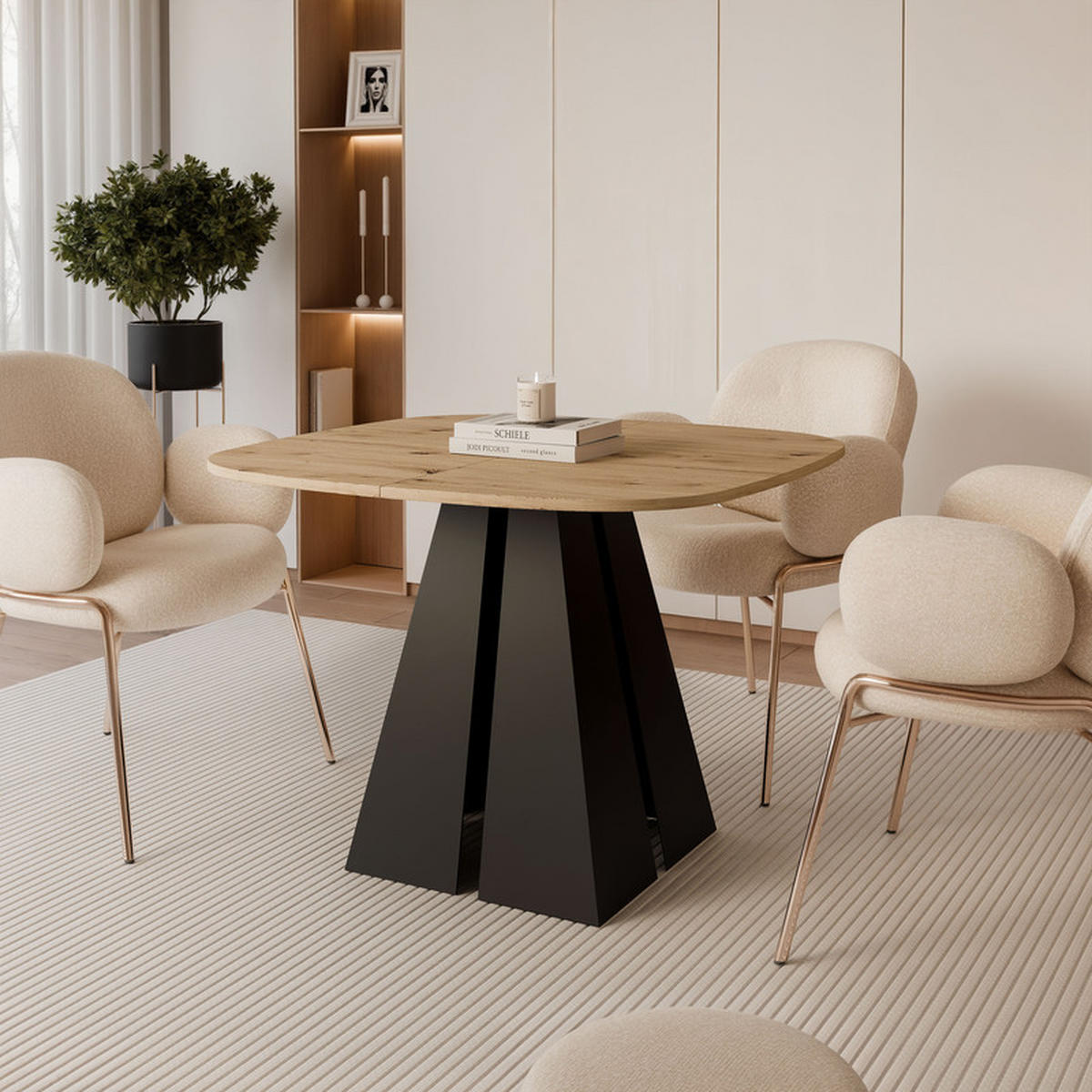 AUSZIEHTISCH ZELO 120/60/76 cm, Schwarz / Artisan-Eiche - Schwarz/Eiche Artisan, Holzwerkstoff/Metall (60/120/76cm) - Idohome
