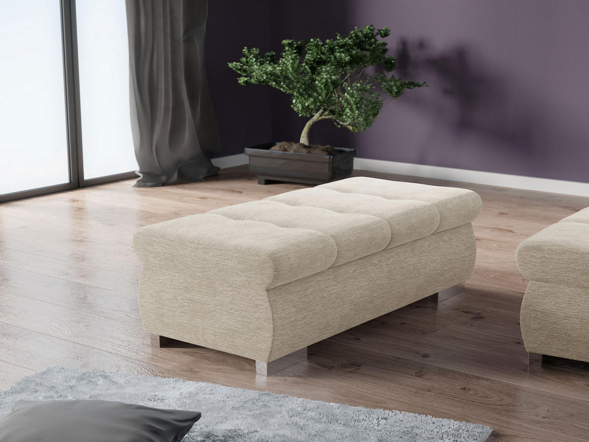 POLSTERHOCKER Orkan Groß - Champagner/Silberfarben, Holz/Textil (120/39/60cm) - MIRJAN24