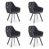 ARMLEHNSTUHL-SET 4 Stück in Stahl Samt Grau - Grau, Textil (59/88/65cm) - Homestyle4u