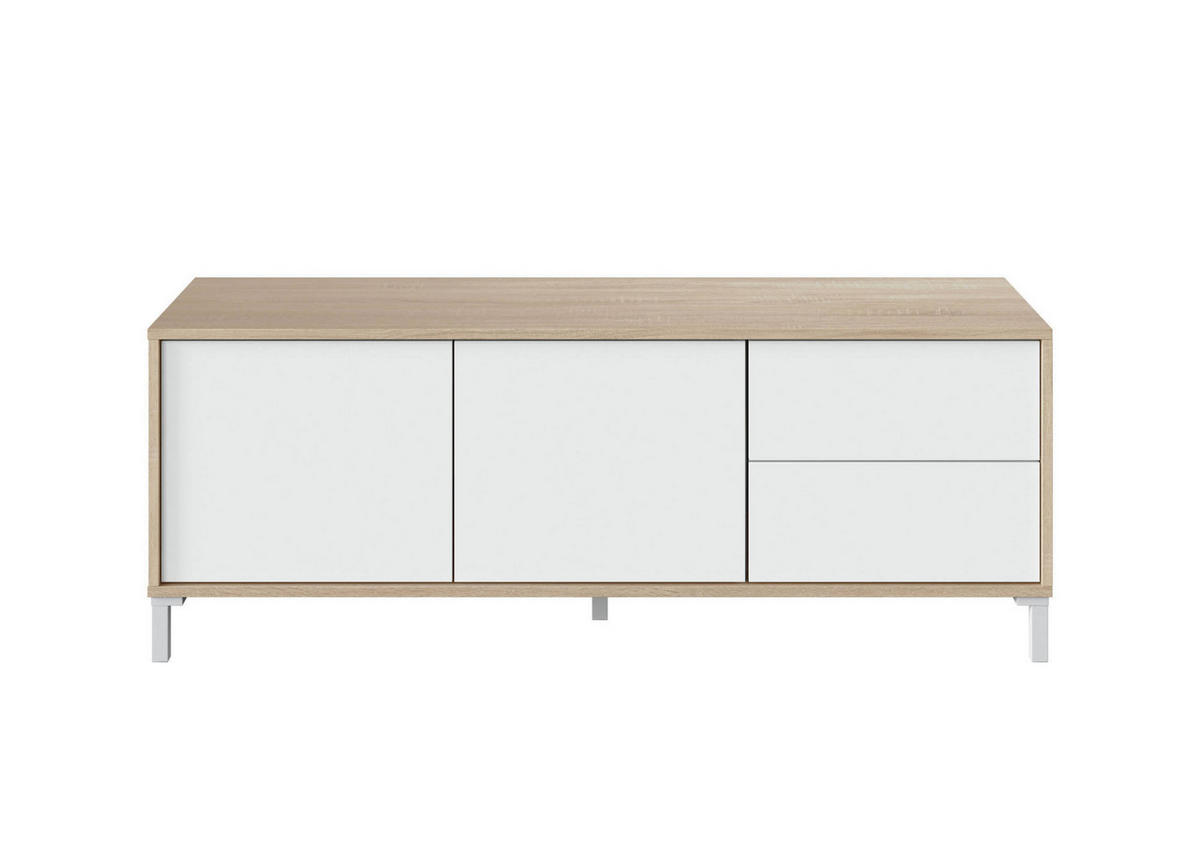 FERNSEHSCHRANK Eiche, Weiß 41/130/47 cm - Wildeiche/Weiß, Holzwerkstoff (130/47/41cm) - DMORA