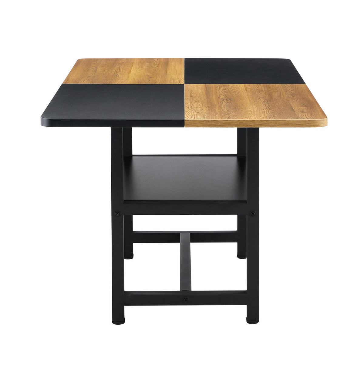 ESSTISCH 160/90/76 cm mit Ablagefach und kratzfester Tischplatte aus MDF und Metall, Schwarz/Holzfarben - Schwarz, Holzwerkstoff (160/90/76cm) - Redom