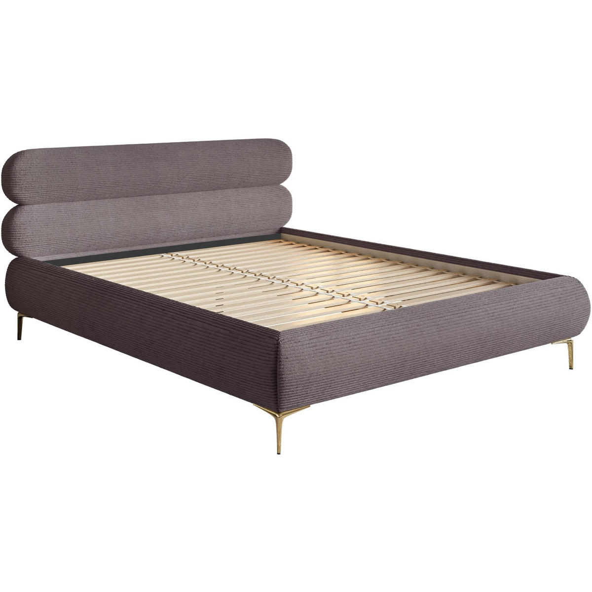 POLSTERBETT Roule Cord Grau 160x200 cm - Goldfarben/Grau, Textil/Metall (140/200cm) - Selsey