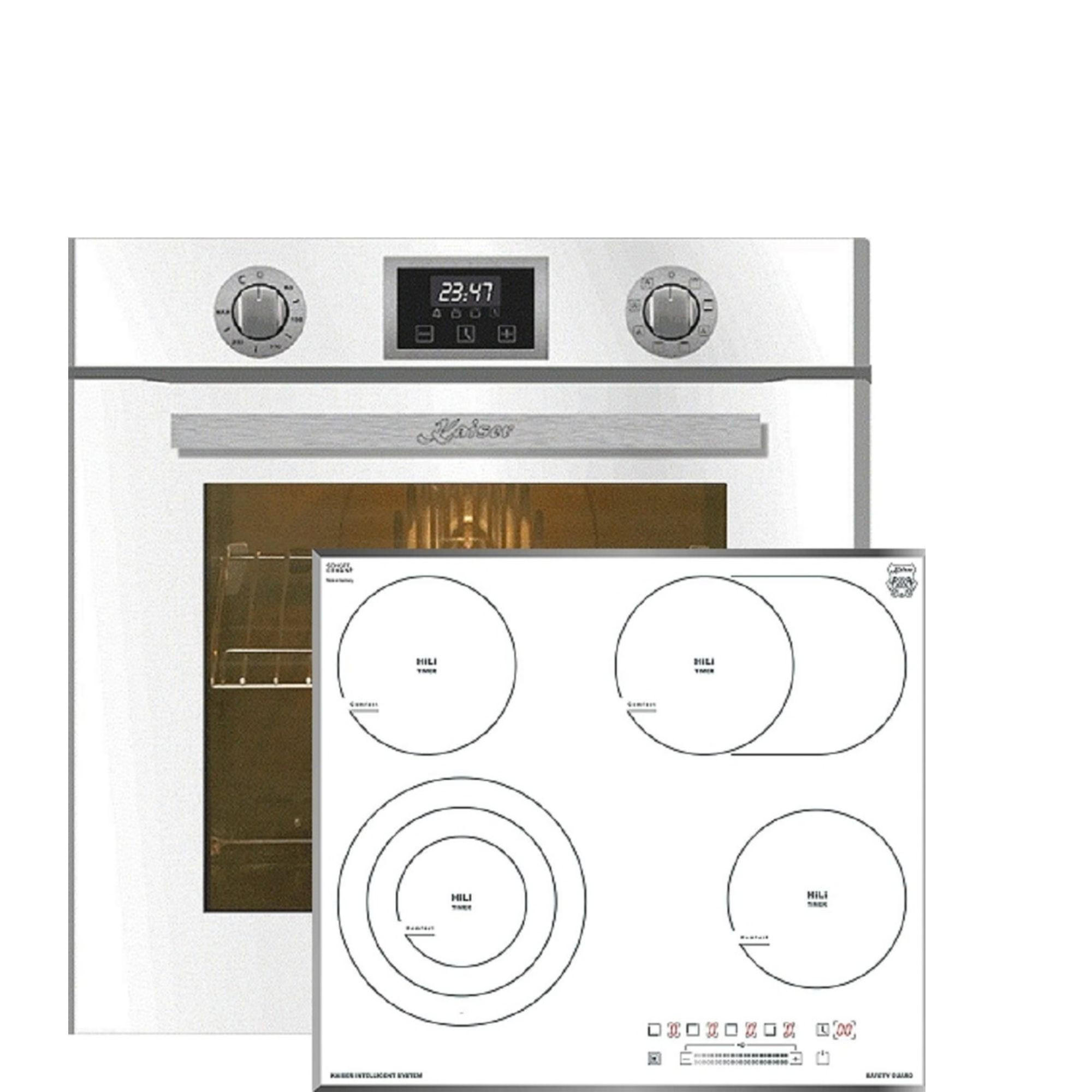 ELEKTRO-EINBAU-BACKOFEN 60 cm EH 6326 W+KCT 6715 FW Glaskeramik-kochfeld 60 cm - Weiß, Metall (59.4/59.4/54.3cm) - Kaiser Küchengeräte