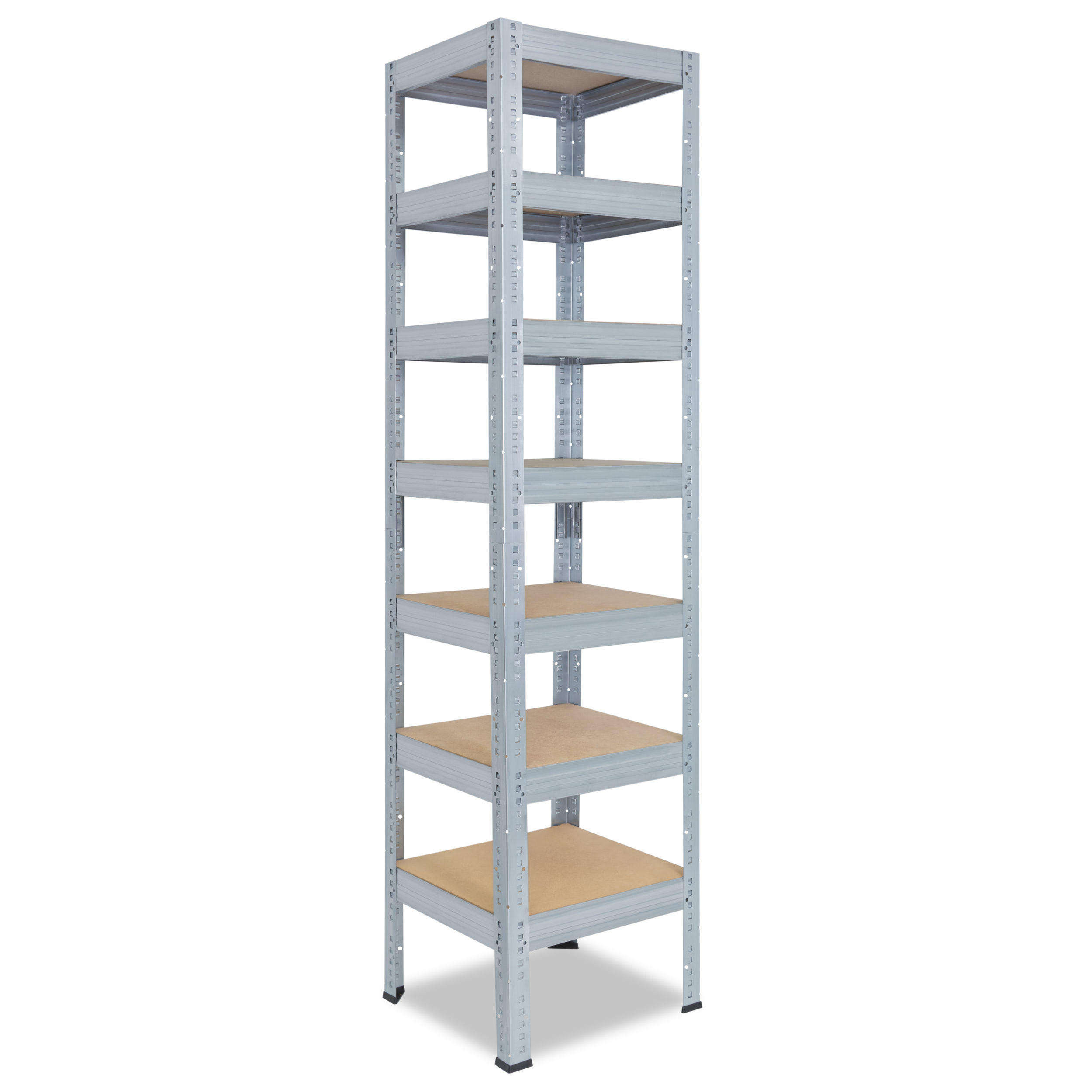SCHWERLASTREGAL PRO 200x50x50 cm in verzinkt mit 7 Böden und 142 kg Traglast pro Boden - Silberfarben, Metall (50/200/50cm) - shelfplaza
