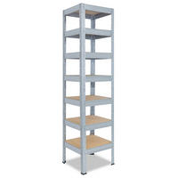 SCHWERLASTREGAL PRO 200x50x50 cm in verzinkt mit 7 Böden und 142 kg Traglast pro Boden - Silberfarben, Metall (50/200/50cm) - shelfplaza