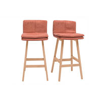 BARHOCKER Terrakotta Stoff Samteffekt Holz 2er-Set JOAN - Terracotta, Textil (46.2/88/39cm) - Miliboo