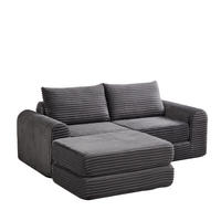 SCHLAFSOFA, Cord mit modularem Aufbau & abnehmbarer Fußstütze, 243/194/53 cm, Grau - Grau, Textil (243/53/194cm) - Redom