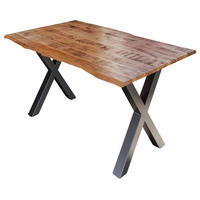 TISCHGRUPPE DORA - Beige/Silberfarben, Holz/Metall (160/77/85cm) - SAM
