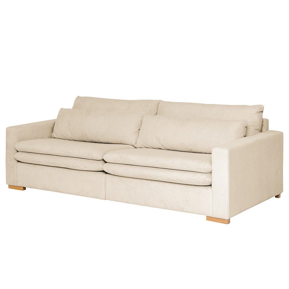 BIGSOFA - Eichefarben/Creme, Eichenholz/Textil (240/82/104cm) - home24
