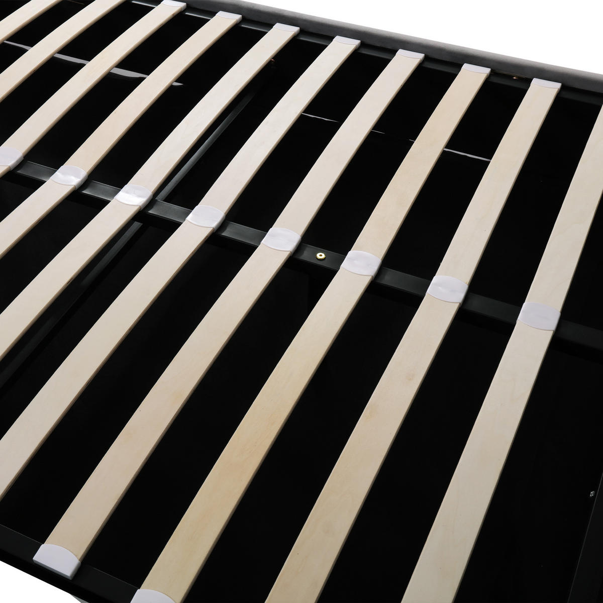 STAURAUMBETT 140/200 cm DE-00456, in Grau, Chesterfield-Kopfteil - Grau, Metall (140/200cm) - ComfortXL