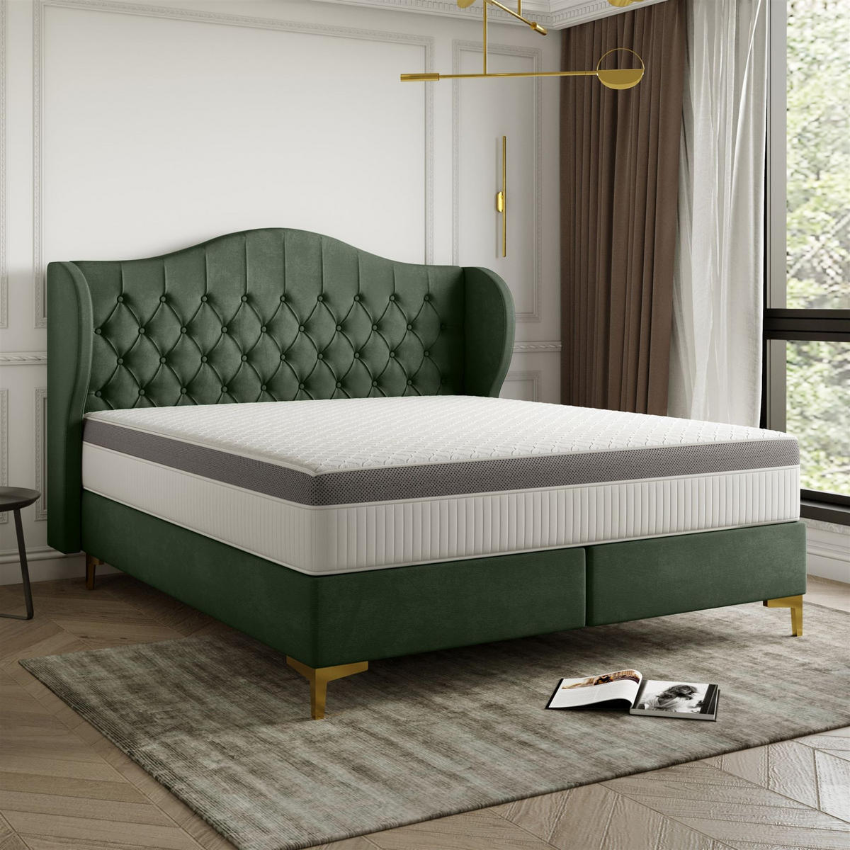 POLSTERBETT Pelagio In Whisper - Grün, Holzwerkstoff/Textil (160/200cm) - Fun Möbel