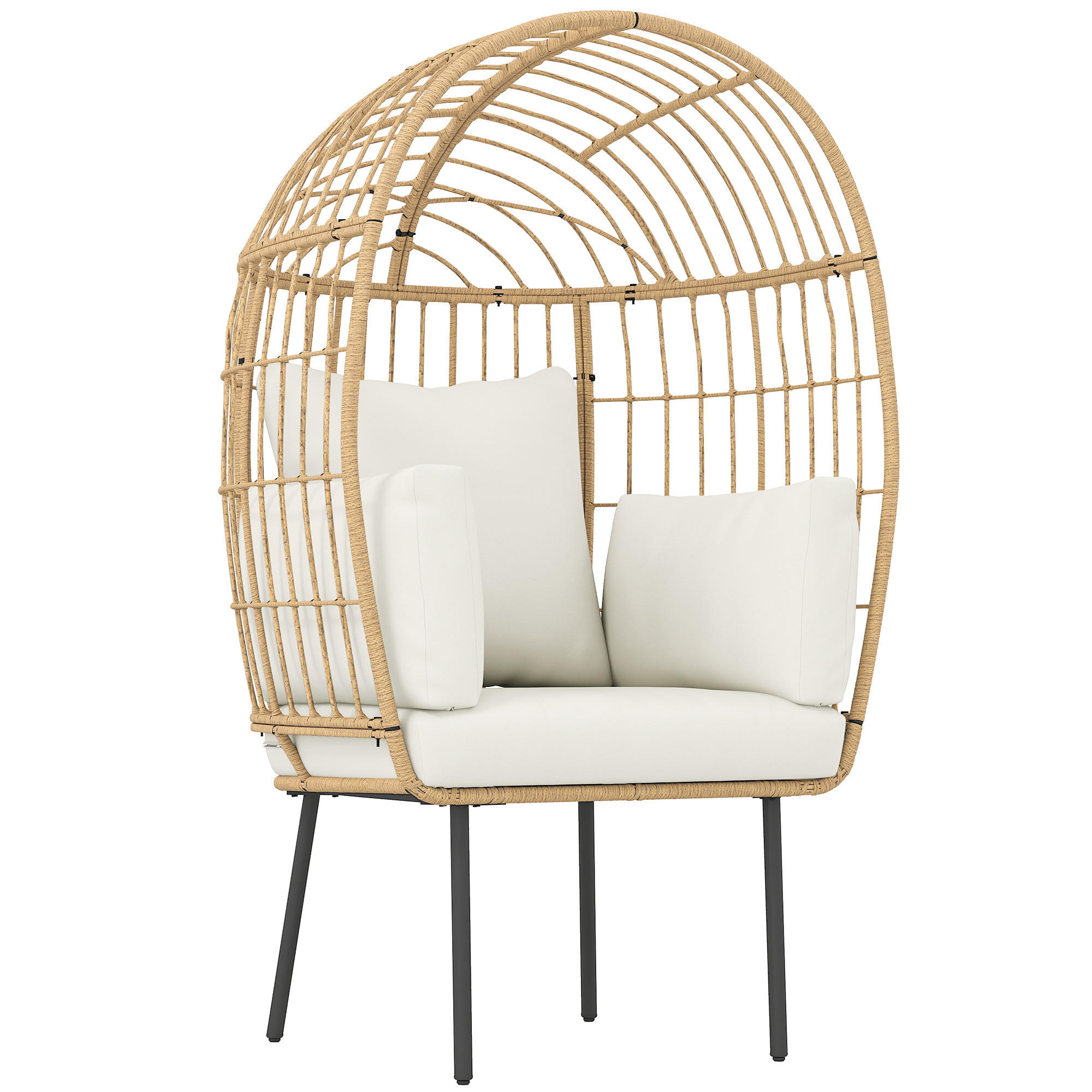 RATTANSESSEL DE-06740 mit abnehmbarem Kissen & Polster Beige - Beige, Kunststoff/Metall (80/155/95cm) - ComfortXL