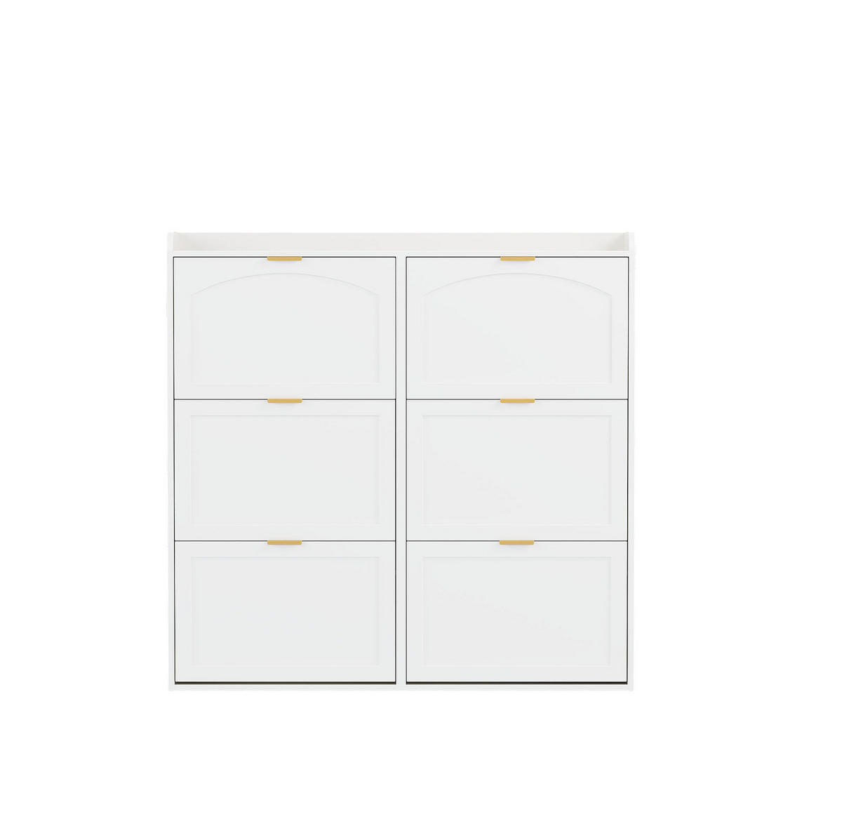 BOTNÍK z MDF a dřevotřísky 120x23x118 cm bílý se 6 výklopnými přihrádkami a nastavitelnými policemi - bílá, kompozitní dřevo (120/118/23cm) - Modfu
