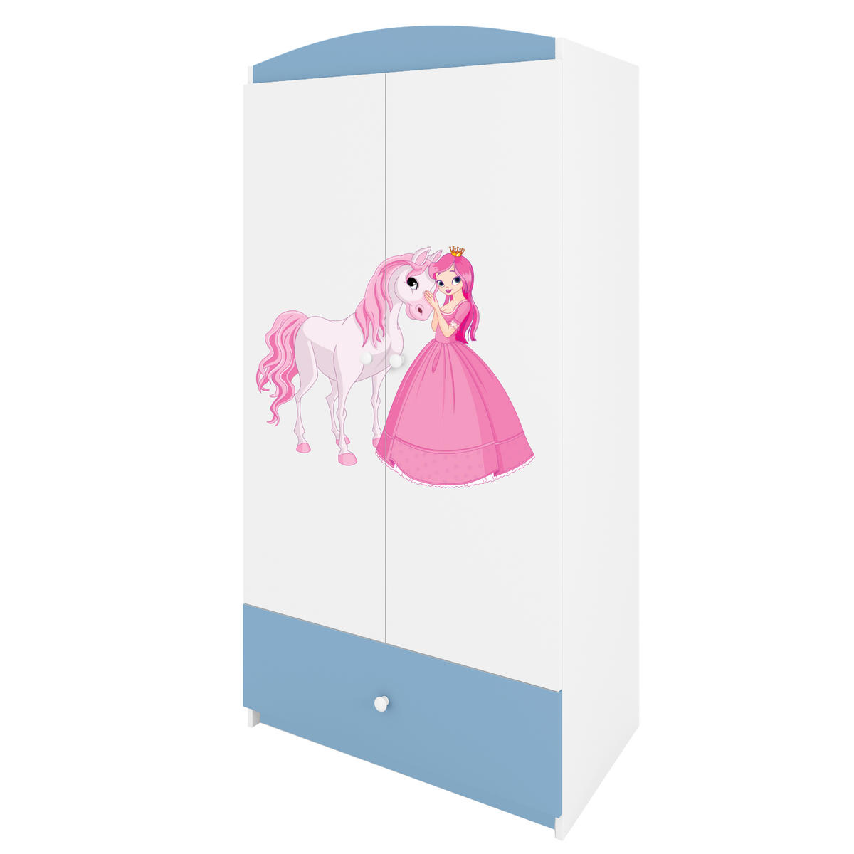KINDERKLEIDERSCHRANK Prinzessin I - Blau, Holzwerkstoff (90/175/52cm) - RAUMHIRSCH FURNITURE
