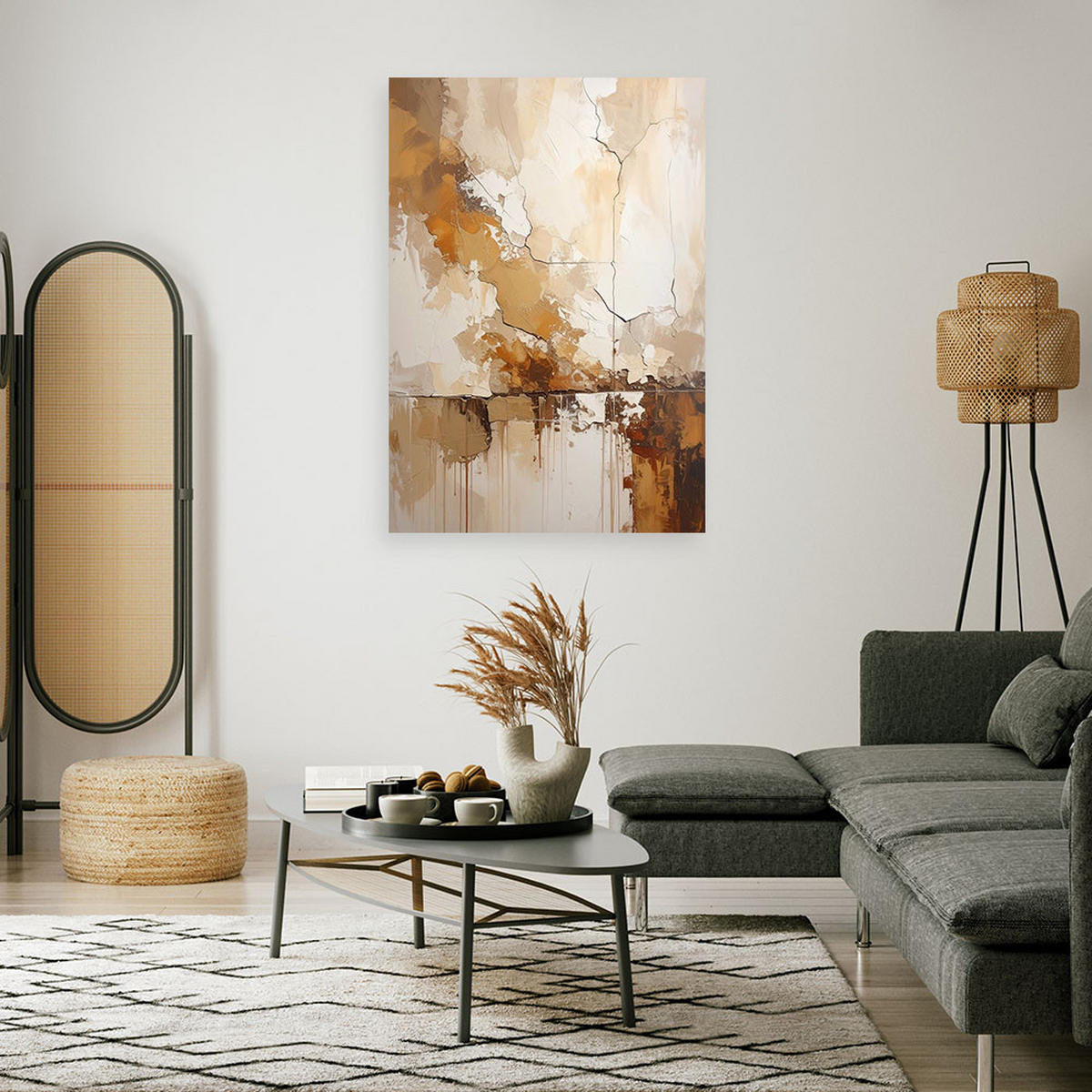 WANDBILD, Braun beige Abstrakt - Braun, Textil (20/30cm) - Feeby