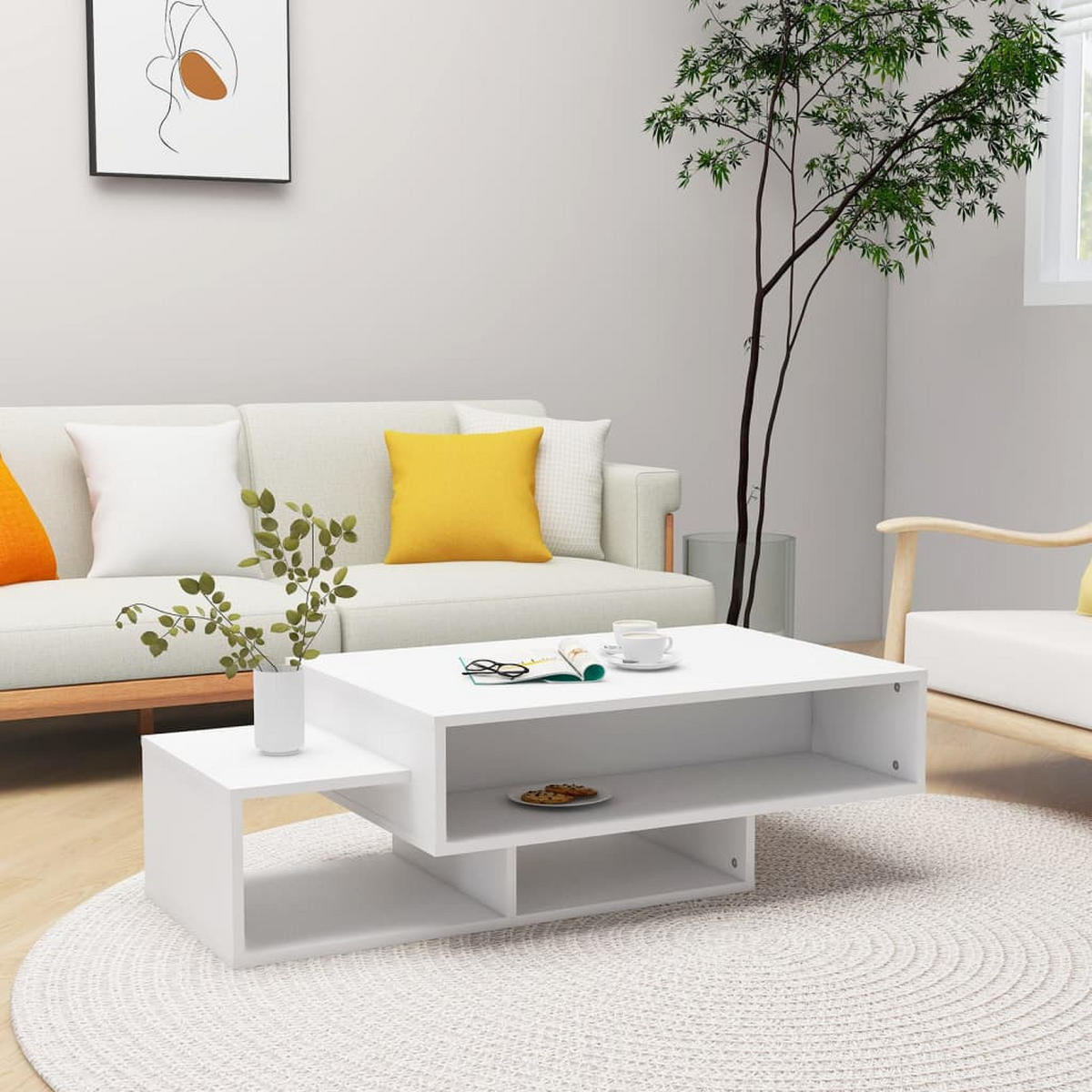 COUCHTISCH Weiß 105x55x32 cm Holzwerkstoff - Weiß, Holzwerkstoff (105/55/32cm) - furnicato