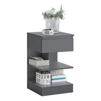 NACHTTISCH Grau - Hellgrau, Holzwerkstoff (39/39/65cm) - SoBuy