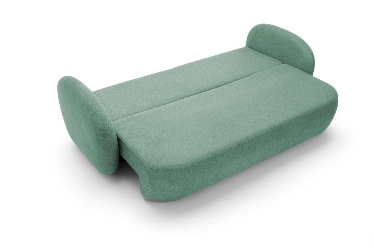 SOFA OLIO Mit Schlaffunktion Und Bettkasten, Bonell-Taschenfederung, Aragon-Stoff, lose Rückenkissen, freistehend, 238x101x86 cm Light blue - Hellblau, Holz/Textil (238/86/101cm) - DomoHome