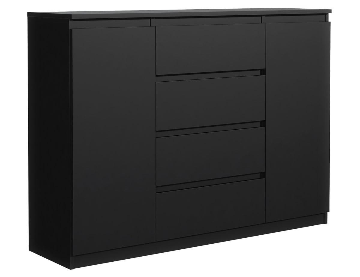 KOMMODE mit 4 Schubladen 2 Schranktüren 140 cm Schwarz - Schwarz, Holzwerkstoff (138.6/101.5/39cm) - MebLocker