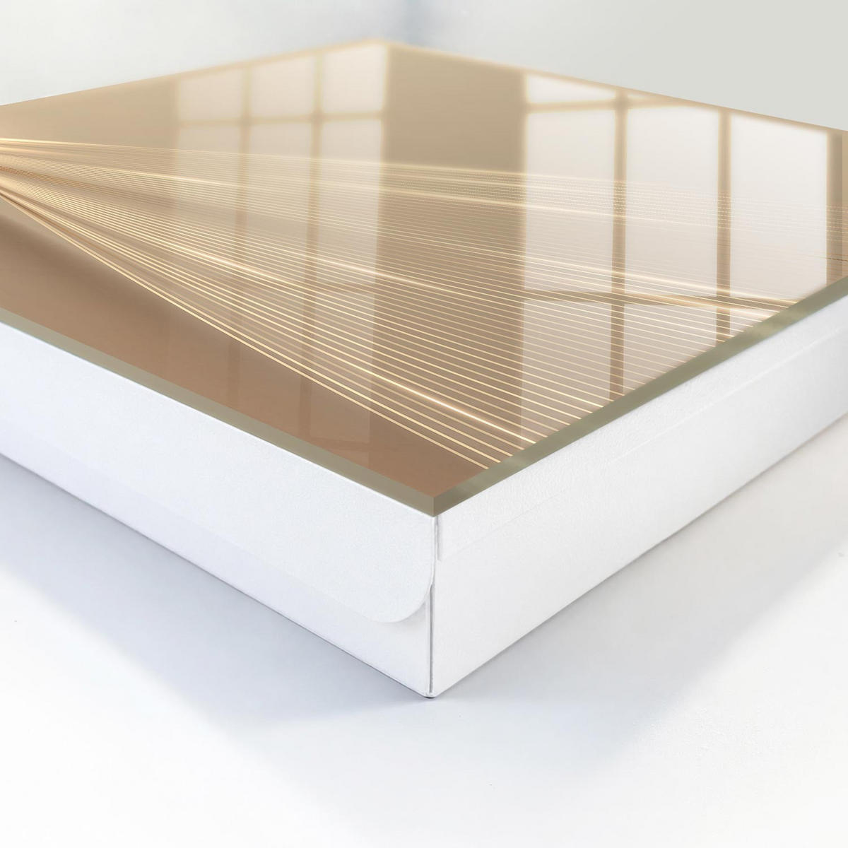 SCHLÜSSELBOX Weiß 30x30 cm – Türöffnung nach rechts - Minimalistische Linien - Beige, Metall (30/30/5cm) - TULUP