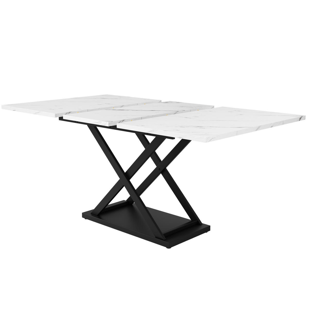 ESSTISCH ausziehbar 120-160 x 80 cm MDF Weiß/Schwarz - Weiß, Metall (120/80/75cm) - Meubliv