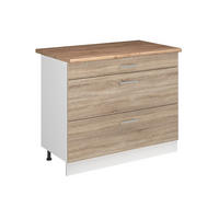 SPODNÍ SKŘÍŇKA KUCHYŇSKÉ LINKY R-Line, Sonoma/Bílá, 100 cm pracovná doska Dub Goldkraft - bílá/Sonoma dub, kompozitní dřevo (100/81.6/60cm) - Vicco